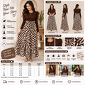 Women's Brown Cream Printed Maxi Dress