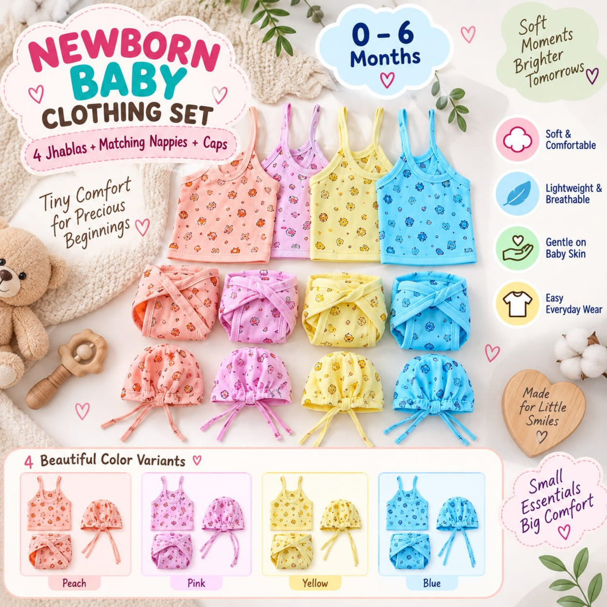 Newborn Baby Clothing Set – 12 Piece Cotton Baby Set | 0–6 Months