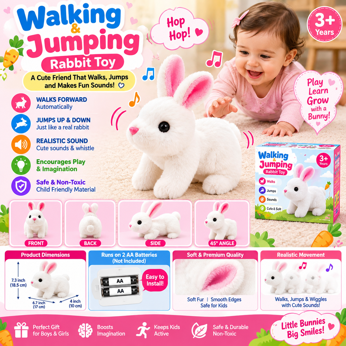 Walking & Jumping Rabbit Toy – Hop, Play & Smile! 💕