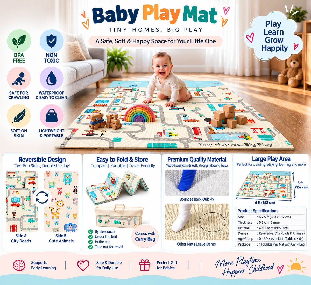Baby Play Mat – A Safe & Happy Space to Play, Learn & Grow!