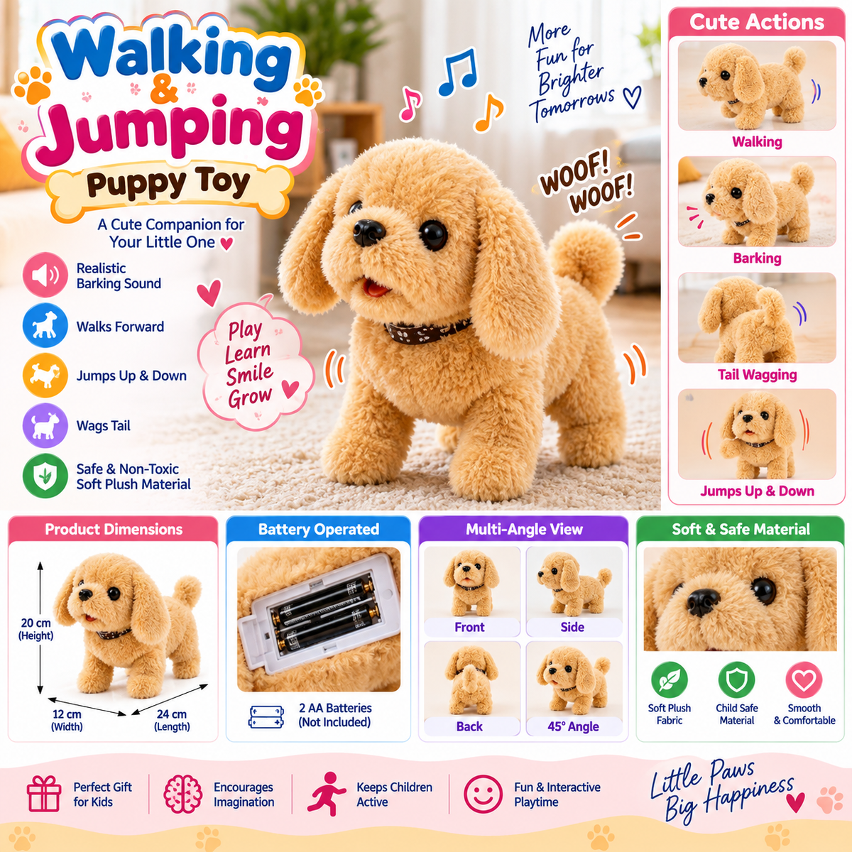 Walking & Jumping Puppy Toy – Your Little One’s Cute New Friend